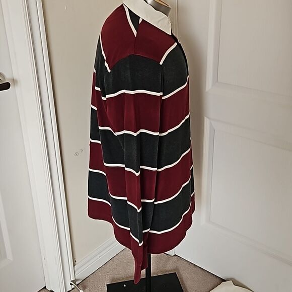 Denver Hayes Men's Polo Long Sleeves Cotton Shirt Large Burgundy/White LG - Picture 5 of 16